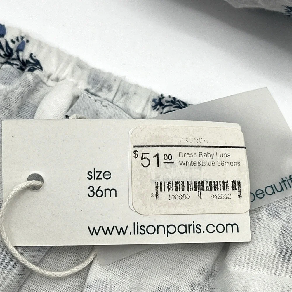 Lot of 3 Lison Paris Baby Bloomers 36M White Blue Cotton Ruffle NWT
